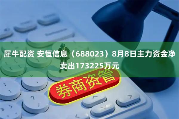 犀牛配资 安恒信息（688023）8月8日主力资金净卖出173225万元