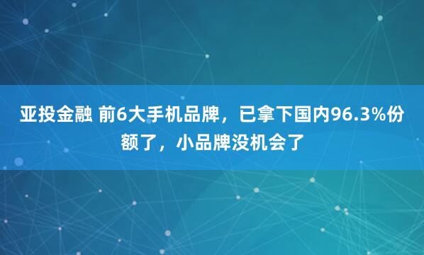 亚投金融 前6大手机品牌，已拿下国内96.3%份额了，小品牌没机会了